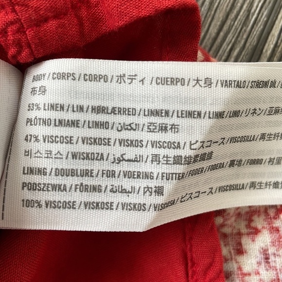 Abercrombie & Fitch | Linen Blend y2k Ditzy Micro Floral Red Tier Ruffle Skirt - Picture 9 of 9